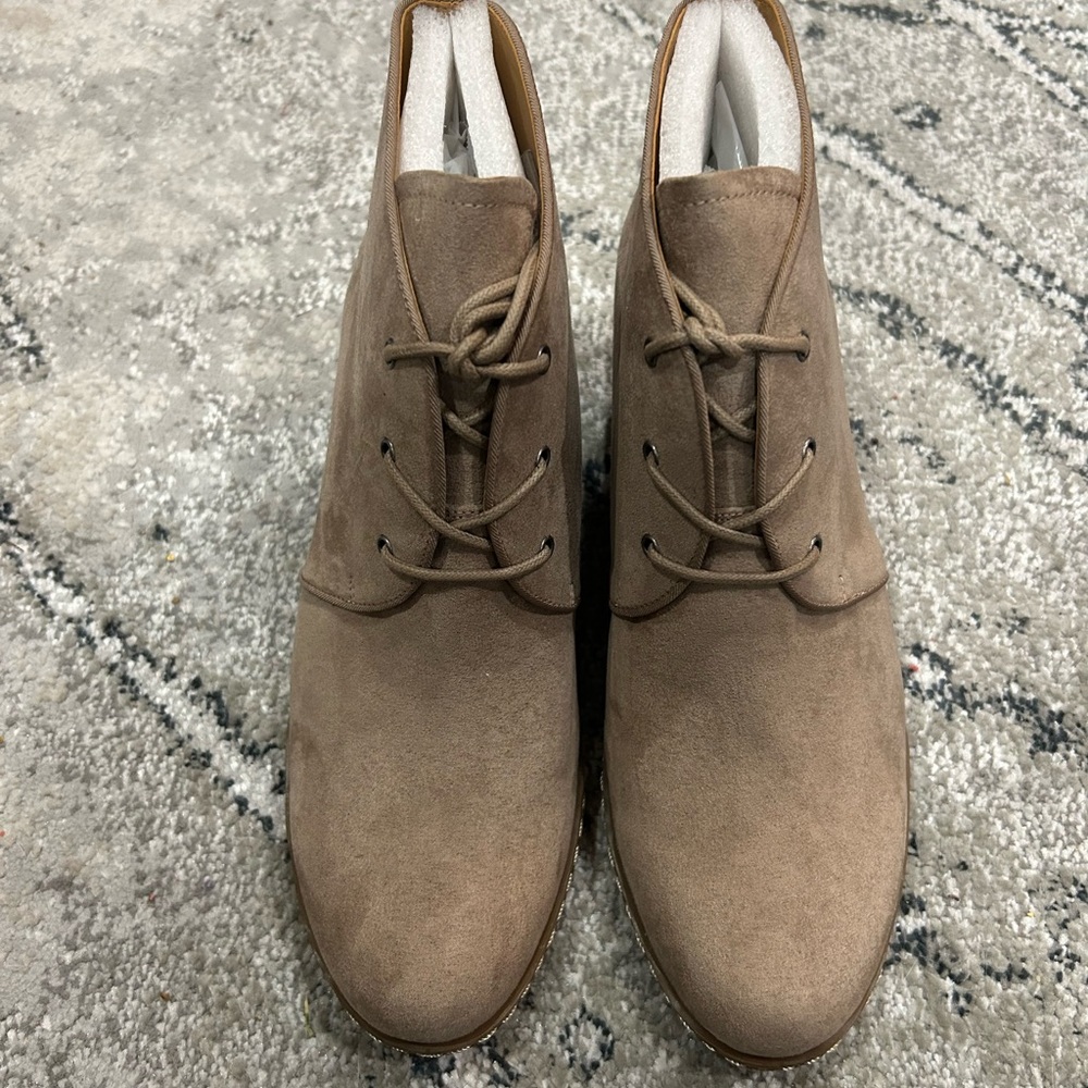 Tan Suede Lace-Up Boots